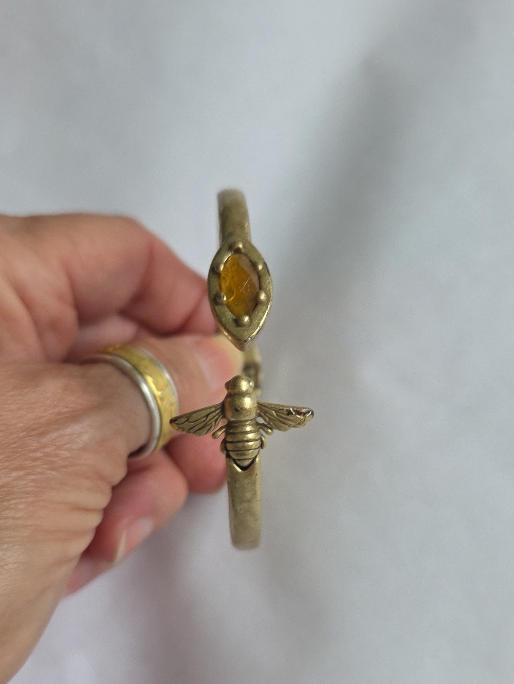 Lucky Brand Gold Bee Cuff with Amber Accent